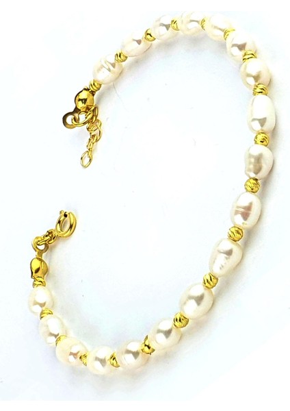 Doğal Barok Incili 925AYAR Gümüş Üzerine Altın Kaplama Dorika Detaylı Tasarım El Işi Inci Bileklik fiyatları