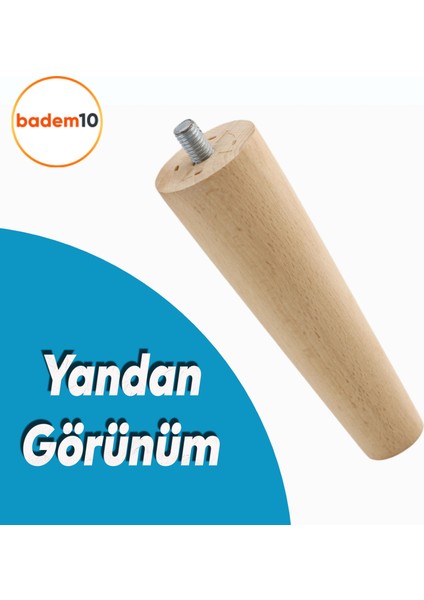 Ahşap Dolap Mobilya Koltuk Kanepe Ayağı Ayakları M8 Civatalı 12 Cm Bağlantı Aparatlı 4'lü Set