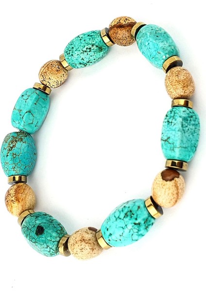 Turkuaz Hematit Ağaç Jasper Doğal Taş Bileklik