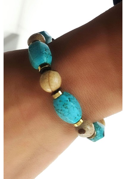 Turkuaz Hematit Ağaç Jasper Doğal Taş Bileklik fiyatları