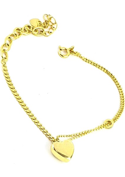 Italyan 925AYAR Gümüş Üzerine Altın Kaplama Tasarım Bombeli Kalp Detaylı Bileklik modelleri