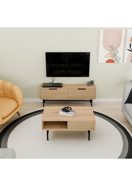 Set 4014-4214 Blanco Siyah Metal Ayaklı Tv Ünitesi - Orta Sehpa Takımı Sepet Yunus fiyatları