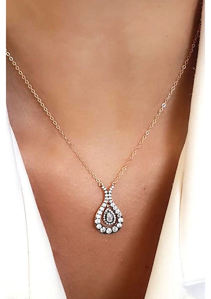 Elmas isciliginde zirkon taşlı 925 ayar gümüş rose Lale kolye fiyatları