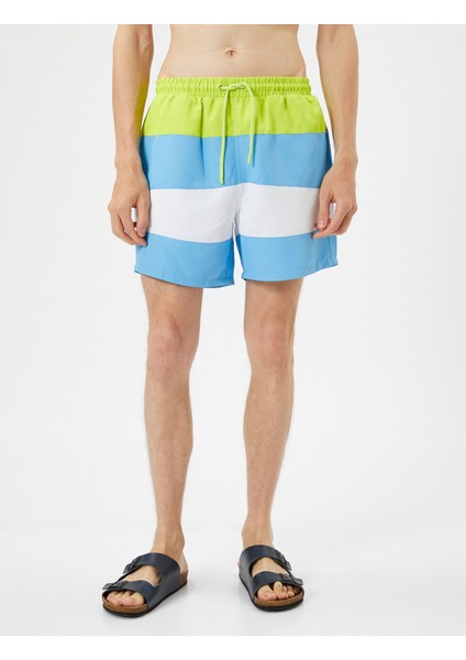 Deniz Şortu Renk Bloklu Beli Bağcıklı Cepli fiyatları