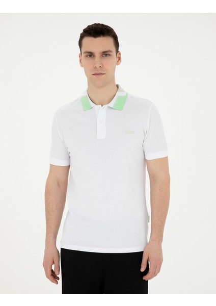 Erkek Beyaz Slim Fit Tişört 50285222-VR013