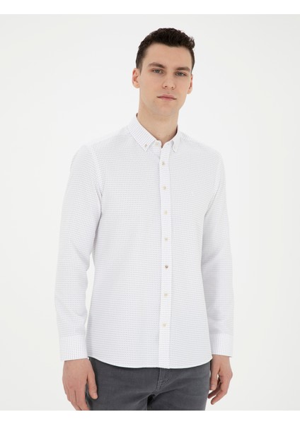 Erkek Bej Slim Fit Uzun Kollu Gömlek 50289388-VR011