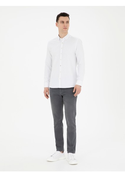 Erkek Bej Slim Fit Uzun Kollu Gömlek 50289388-VR011