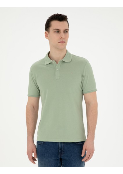 Erkek Yeşil Slim Fit Basic Tişört 50280754-VR016