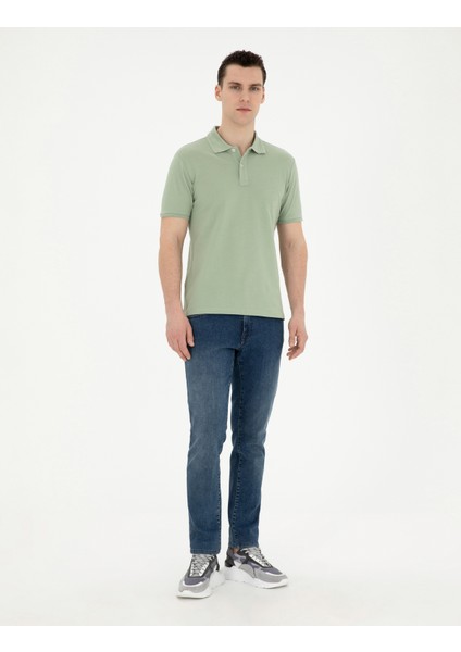 Erkek Yeşil Slim Fit Basic Tişört 50280754-VR016 fırsatları