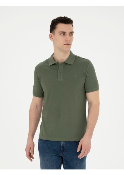 Pierre Cardin Erkek Haki Slim Fit Basic Tişört 50280754-VR027