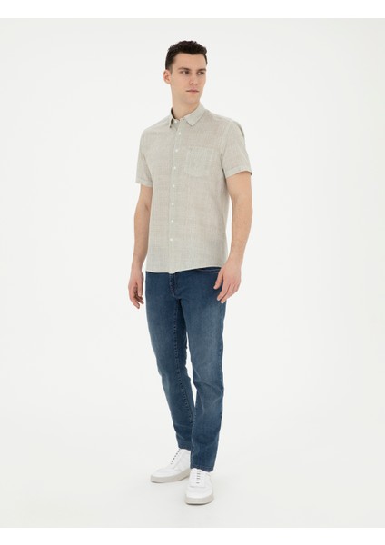Erkek Haki Regular Fit Kısa Kollu Gömlek 50289390-VR027