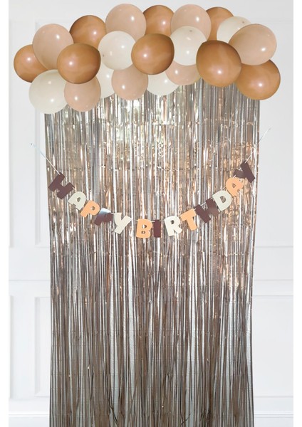 Retro Renkler Balon Zinciri Seti Fon Perdeli Bannerlı Doğum Günü Retro Renk Balon Zincir Paketi