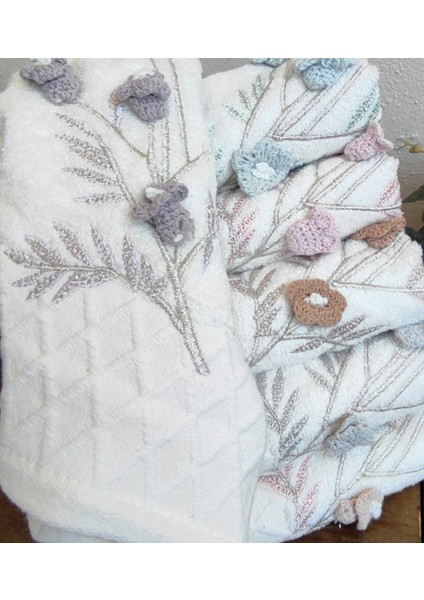 50X85 Fluffy 100% Pamuk Havlu Seti 4'lü