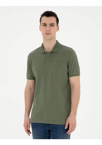 Pierre Cardin Erkek Haki Regular Fit Basic Tişört 50280753-VR027