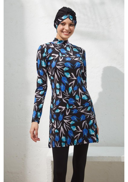 Uzun Kol Desenli Tesettür Mayo 221906