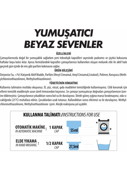 Çamaşır Yumuşatıcısı Beyaz Sevenler 2000 ml 2'li