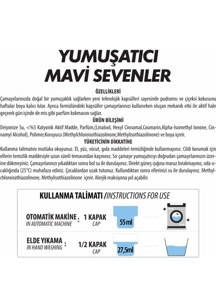 Çamaşır Yumuşatıcısı Mavi Sevenler 2000 ml 2'li