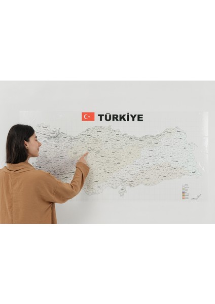 Türkiye Il-Ilçe Haritası 70 x 150 cm