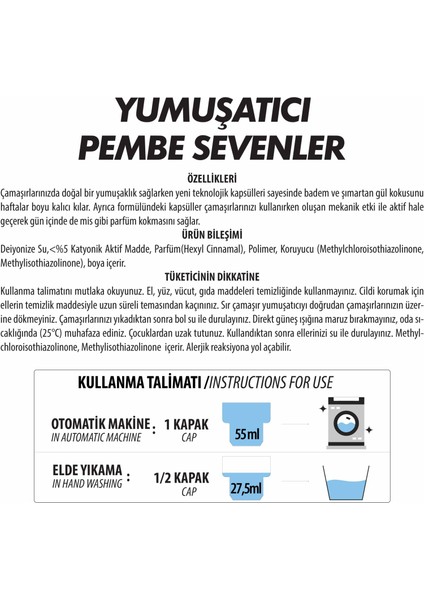 Çamaşır Yumuşatıcısı Pembe Sevenler 2000 ml 2li