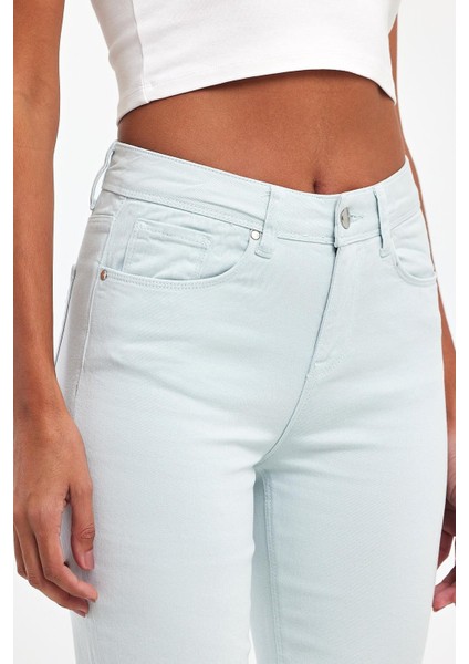 - Kadın Buz Mavi Likralı 5 Cep Flare Pantolon fırsatları