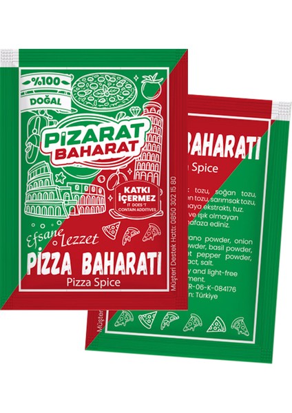 Pizarat Baharat - Tek Kullanımlık Pizza Baharatı 1000 Adet Pizza Çeşnisi 5 x 7 cm