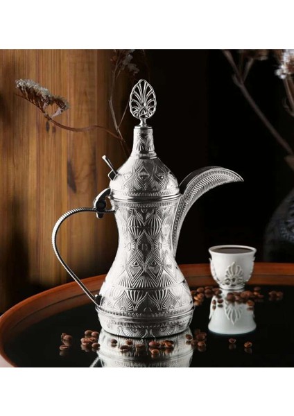 Ahsen Metal Döküm Gümüş Renk Dekoratif Kahve Demliği