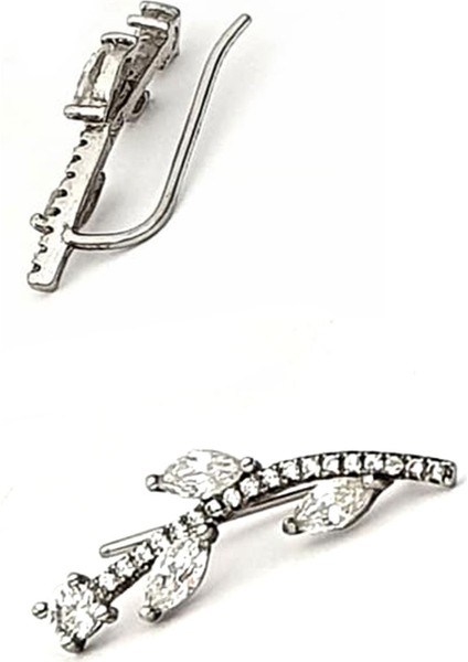 Zirkon taşlı pırlanta ışıltısında gümüş tek earcuff küpe fiyatları