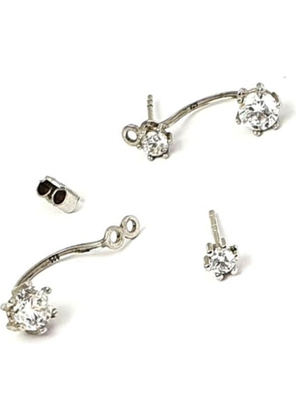 Pırlanta ışıltısında zirkon taşlı gümüş çift earcuff küpe fiyatları