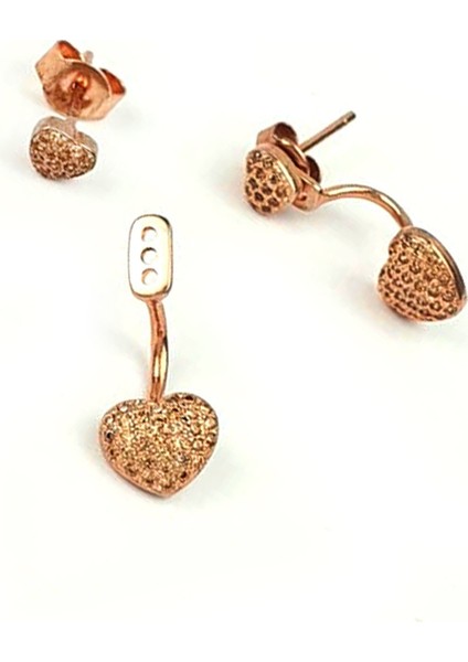 Şampanya rengi sitrin taşlı gümüş rose earcuff cift küpe fiyatları