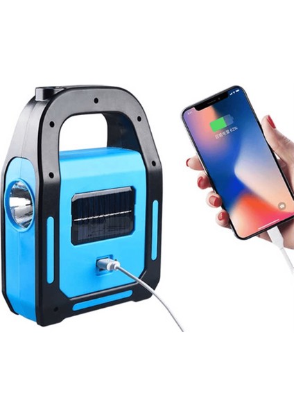 Solar El Feneri USB Şarjlı