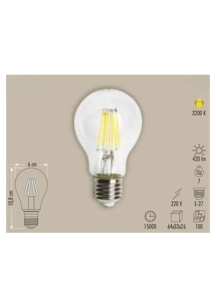 LED Fılament Ampul Günışığı 6W