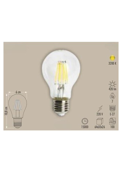 LED Fılament Ampul Günışığı 8W