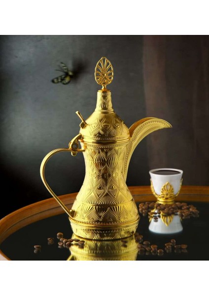 Ahsen Metal Döküm Altın Renk Dekoratif Kahve Demliği