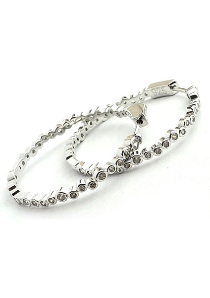 Zirkon Taş Detaylı 925 Ayar Gümüş Trend Halka Küpe modelleri