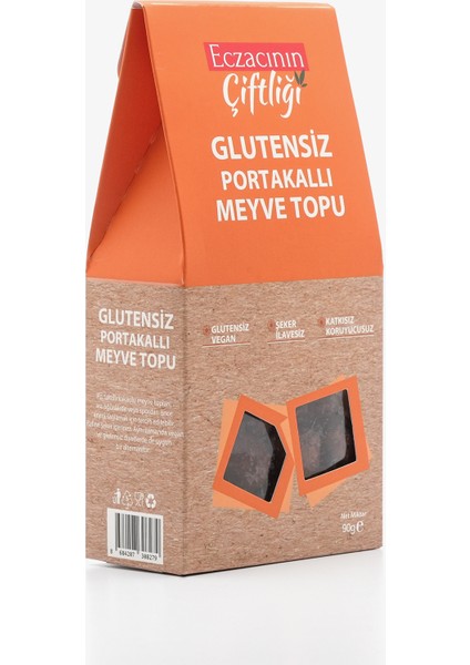 Eczacının Çiftliği Glutensiz Portakallı Meyve Topu 90 gr x 6 / Vegan, Şeker Ilavesiz, Katkısız, Koruyucusuz