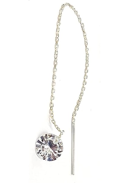 Swarovski Taşlı 925 Ayar Gümüş Zincir Tek Küpe