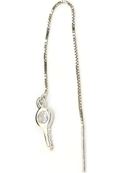 Anahtar Figürlü İtalyan Gümüş Zincir Tek Küpe