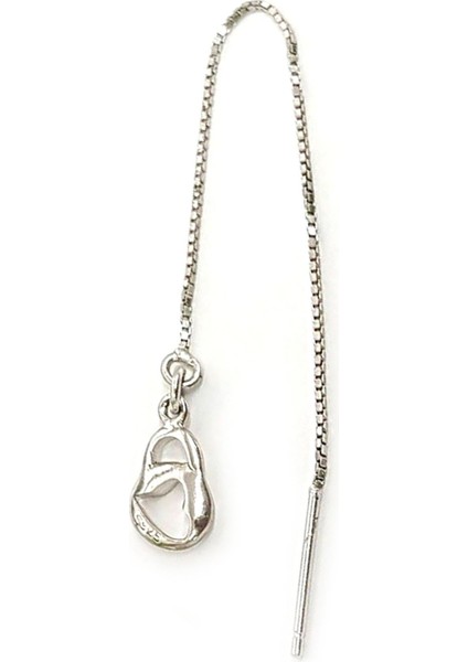 Kilit Figürlü İtalyan Tasarımı Gümüş Zincir Tek Küpe