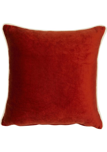 Beyaz Biyeli Turuncu Kadife Kırlent