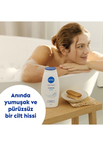 NIVEA Creme Soft Kremsi Dokunuş Banyo Ve Duş Jeli 500ml, Vücut Nemlendirici, Badem Yağı, Pürüzsüz Cilt