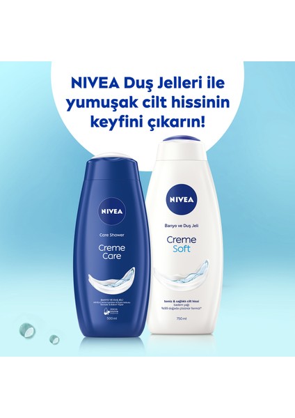 NIVEA Creme Soft Kremsi Dokunuş Banyo Ve Duş Jeli 500ml, Vücut Nemlendirici, Badem Yağı, Pürüzsüz Cilt