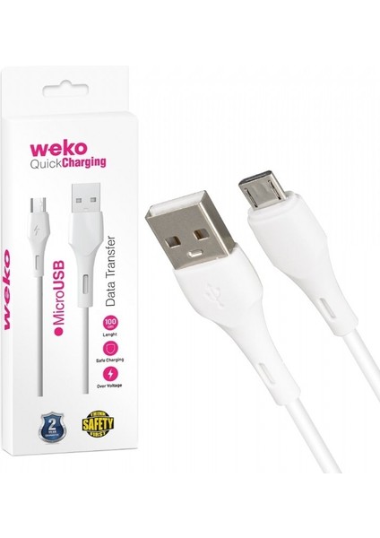 WK-22017 USB To Mıcro USB 1 mt Şarj Kablosu Kutulu (No:5) Var Yok Universal Beyaz