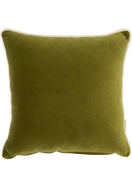 Beyaz Biyeli Yeşil Kadife Kırlent