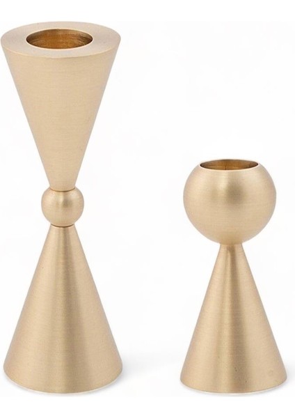 Pirinç El Yapımı Minimal Konik Mumluk
