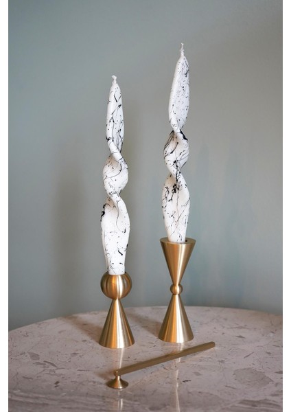 Pirinç El Yapımı Minimal Konik Mumluk indirimleri