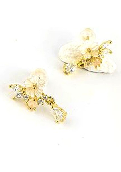 Sedef Taşlı El Işi Pembe Kuvars Taş Detaylı 925AYAR Gümüş Üzerine Altın Kaplama El Işi Tasarım Küpe fiyatları