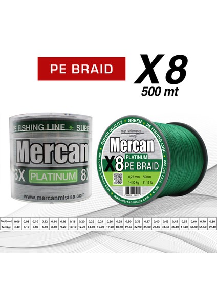 Pe Örgü Platinum X8 Yeşil Ip 500M Misina