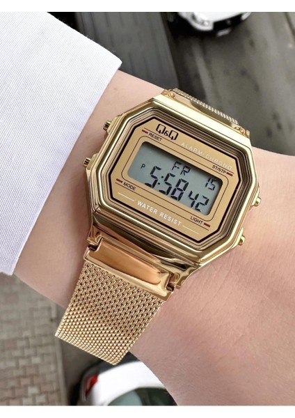 vintage Dijital Kadın Hasır Kordon Kol Saati