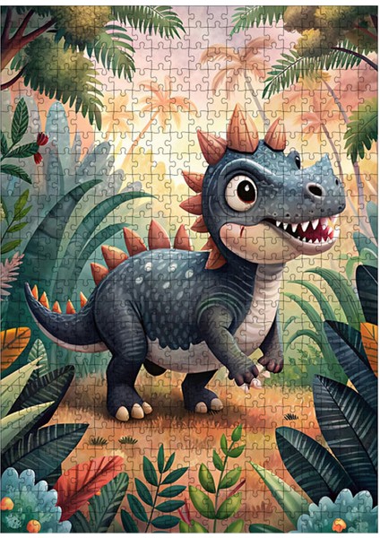 Ahşap Mdf Puzzle Yapboz Sevimli Dinozor 500 Parça 50*70 cm