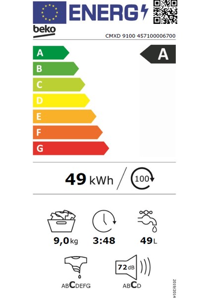 Cmxd 9100 A Enerji Sınıfı 9kg 1000 Devir Çamaşır Makinası